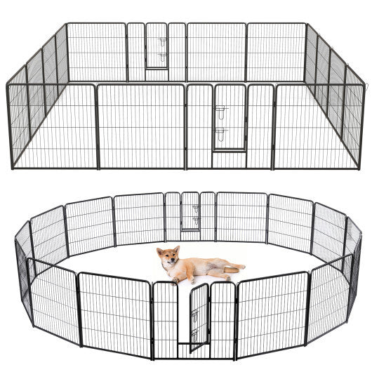 16 Panel 24/32/40 Inches Height Dog Playpen with Lock and Large Door-24 inches
