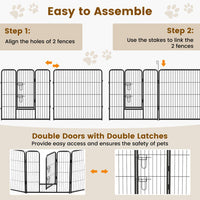 16 Panel 24/32/40 Inches Height Dog Playpen with Lock and Large Door-24 inches