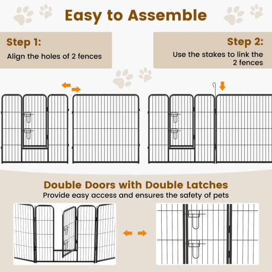 16 Panel 24/32/40 Inches Height Dog Playpen with Lock and Large Door-24 inches