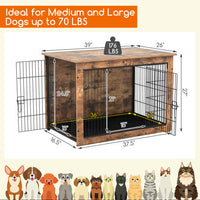 Dog Crate Furniture with Cushion and Double Doors for Small/Medium Dogs-33 Inches