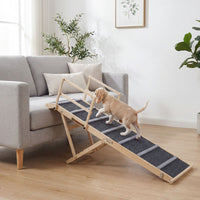 6-level Height Adjustable Foldable Dog Ramp for High Bed Couch-Dark Gray