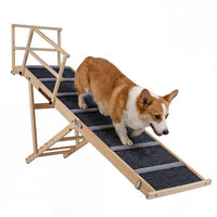 6-level Height Adjustable Foldable Dog Ramp for High Bed Couch-Dark Gray
