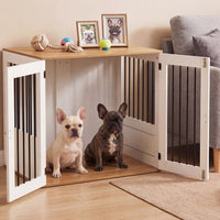 31.5" Dog Crate Furniture Wooden Dog Kennel with Double Lock Doors-White