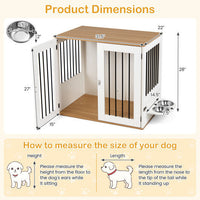 31.5" Dog Crate Furniture Wooden Dog Kennel with Double Lock Doors-White