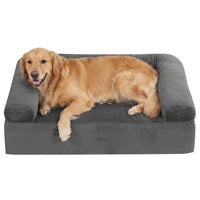 Cooling Gel Memory Foam Dog Bed for Medium Dogs with Washable Cover-Light Gray
