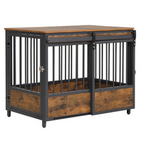 Furniture Style Dog Crate with 2 Doors and Safety Latch and Dog Mat-Rustic Brown