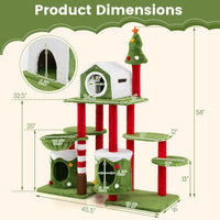 58 Inch Tall Cat Tree Tower Multi-level Pet Climbing and Jumping Tower Furniture with Condos