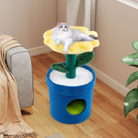 Cute Cat Tree with Flower Padded Perch for Indoor Cats-Red