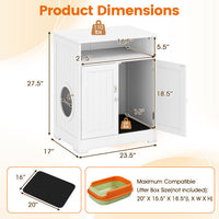 Cat Litter Box Enclosure Wooden Hidden Pet Washroom Furniture-White