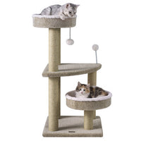36" Carpeted Cat Tree with Plush Perches  Scratching Posts and Dangling Ball