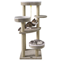 51"Carpeted Cat Tree with Comfy Plush Perches for Indoor Cats-Beige