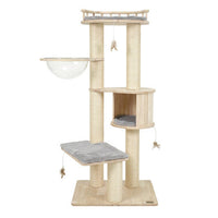 Cat Tree for Indoor Kittens  with Top Perch Condo Space and 3 Hanging Feather Toys-Gray