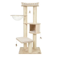 Cat Tree for Indoor Kittens  with Top Perch Condo Space and 3 Hanging Feather Toys-Gray