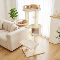Cat Tree for Indoor Kittens  with Top Perch Condo Space and 3 Hanging Feather Toys-Gray