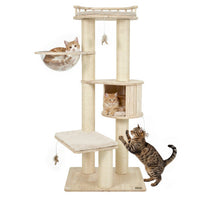 Cat Tree for Indoor Kittens  with Top Perch Condo Space and 3 Hanging Feather Toys-Gray