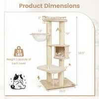 Cat Tree for Indoor Kittens  with Top Perch Condo Space and 3 Hanging Feather Toys-Gray