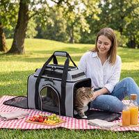Foldable Pet Carrier with Wheels Airline Approved Rolling Cat and Dog Carrier-Black