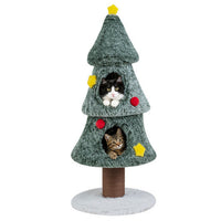 Christmas Cat Tree with 2 Condos Scratching Post and Decorative Stars-Green