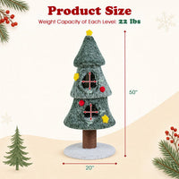 Christmas Cat Tree with 2 Condos Scratching Post and Decorative Stars-Green