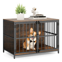 40 Inch Dog Crate Furniture Dog Kennel with Dual Lockable Double Doors-Natural