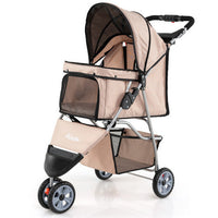 3 Wheel Pet Stroller for Small Dogs Cats up to 33 LBS-Black