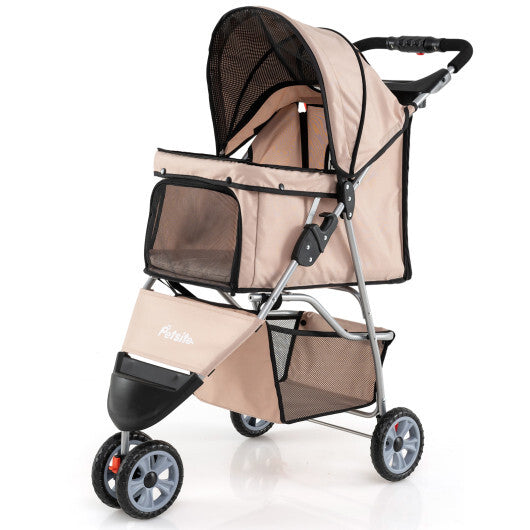 3 Wheel Pet Stroller for Small Dogs Cats up to 33 LBS-Black