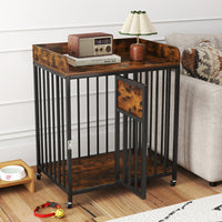 27.5 Inch Dog Crate Furniture with Wheels for Small Dogs and Puppies-Rustic Brown