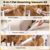 9-in-1 Dog Grooming Vacuum Kit for Shedding with 3 Suction Modes and Clippers for Dogs and Cats Home Cleaning