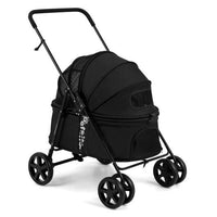 Pet Stroller for Small Medium Dogs Foldable with One-Step Rear Brake and Canopy-Black