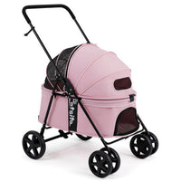 Pet Stroller for Small Medium Dogs Foldable with One-Step Rear Brake and Canopy-Black