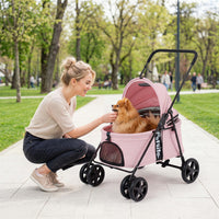 Pet Stroller for Small Medium Dogs Foldable with One-Step Rear Brake and Canopy-Black