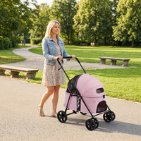 Pet Stroller for Small Medium Dogs Foldable with One-Step Rear Brake and Canopy-Black