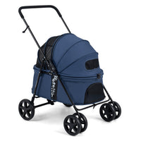 Pet Stroller for Small Medium Dogs Foldable with One-Step Rear Brake and Canopy-Black
