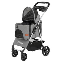 3-in-1 Pet Stroller for Small Medium Dogs Foldable with Detachable Carrier-Gray