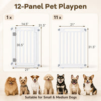 31.5" Height Indoor Outdoor Dog Playpen with 12 Panels-White