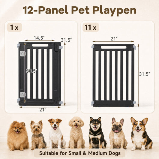 31.5" Height Indoor Outdoor Dog Playpen with 12 Panels-White