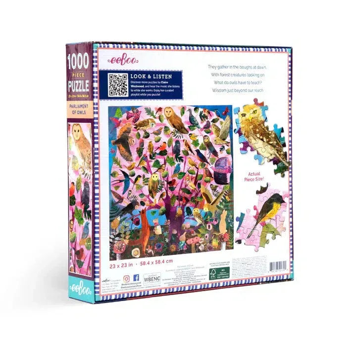 Parliament of Owls 1000 Piece Jigsaw Puzzle eeBoo - BIG FRENCHIES