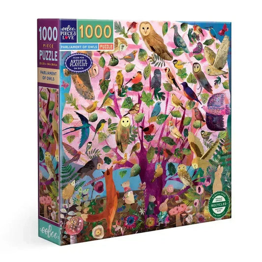 Parliament of Owls 1000 Piece Jigsaw Puzzle eeBoo - BIG FRENCHIES