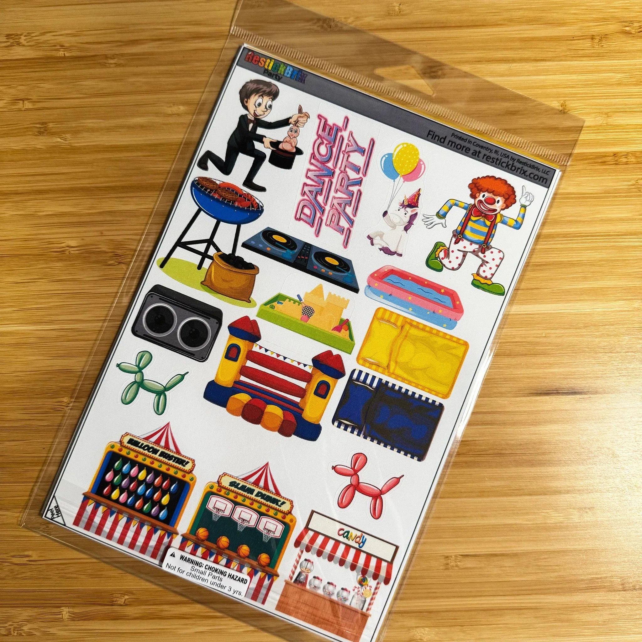 Party: Reusable Decals for Customizing Magnetic Tiles, Plastic Bricks, and more - BIG FRENCHIES