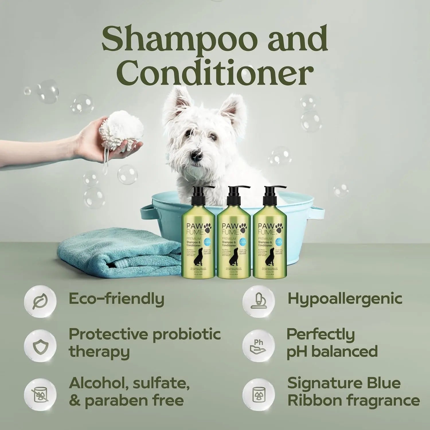 Pawfume Dog Spa Gift Basket 6-Piece Probiotic Deodorizer & Grooming Set - BIG FRENCHIES