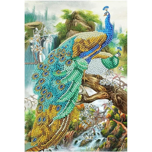 Peacock Waterfall Crystal Art Notebook Kit Craft Buddy - BIG FRENCHIES