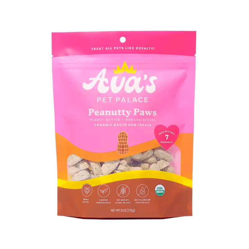 Ava's Pet Palace Organic Oven Baked Dog Treats - Peanutty Paws (6 oz) / 2-Pack - BIG FRENCHIES