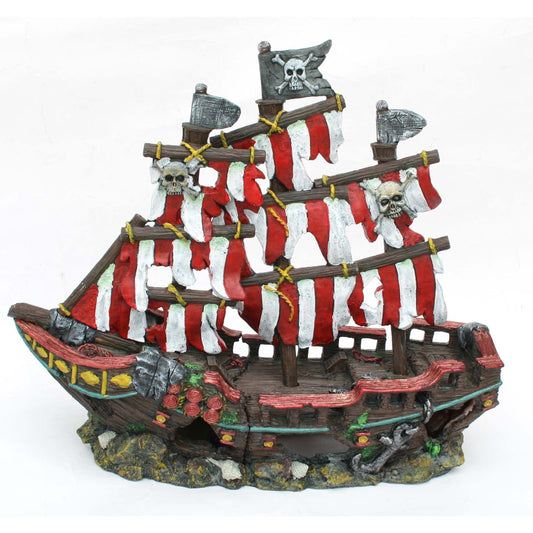 Deco-Replicas Striped Pirate Ship Aquarium Ornament - BIG FRENCHIES
