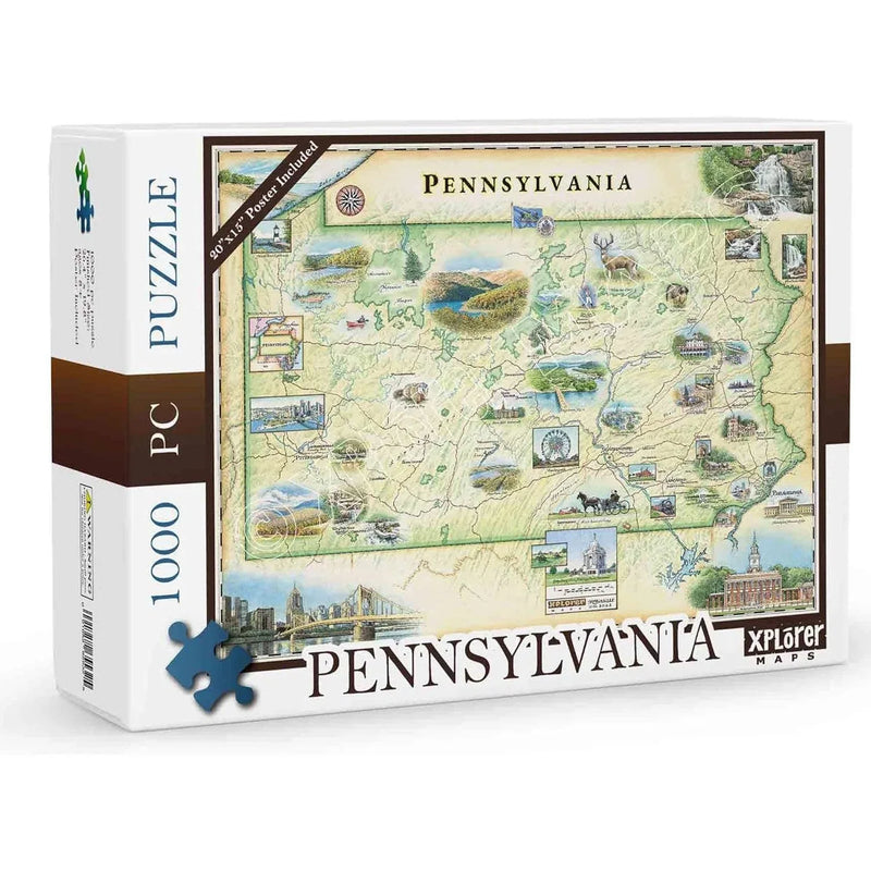 Pennsylvania 1000 Piece Jigsaw Puzzle Xplorer Maps - BIG FRENCHIES