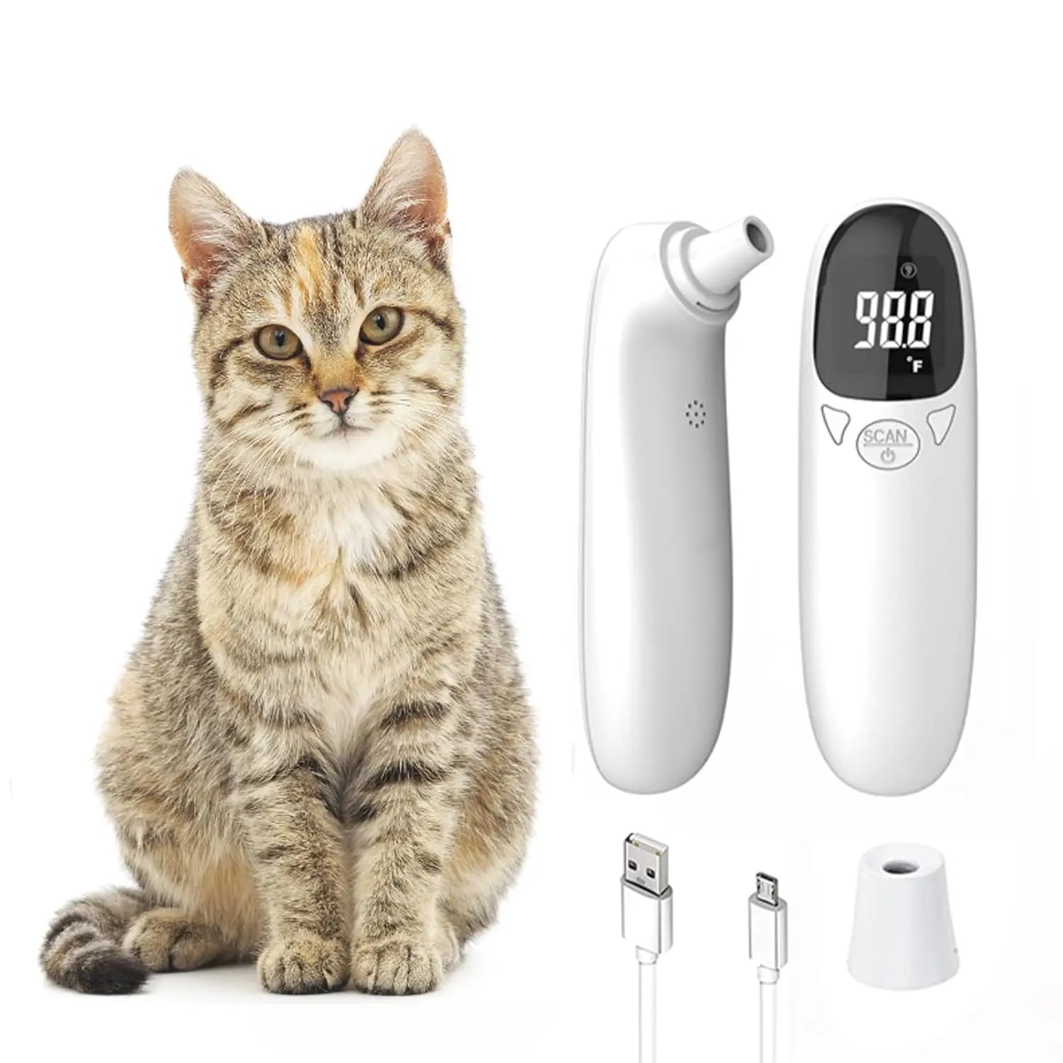 Pet Ear Thermometer Infrared Dog & Cat Temperature Reader 1-Second Digital