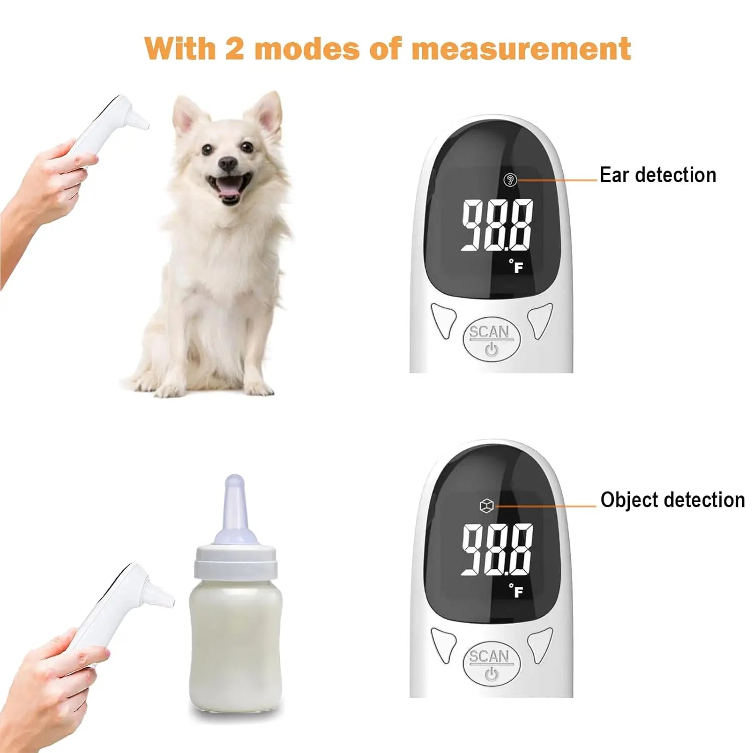 Pet Ear Thermometer Infrared Dog & Cat Temperature Reader 1-Second Digital