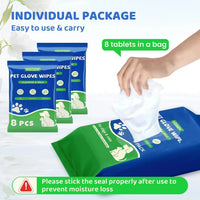 Pet Glove Wipes for Dogs, Cats & Small Animals, Unscented Grooming Wipes 24ct