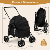 Foldable Pet Stroller for Small to Medium Dogs with Brake