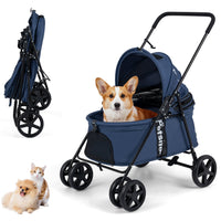 Foldable Pet Stroller for Small to Medium Dogs with Brake