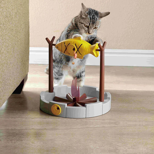 Interactive Cat Treat Dispenser & Slow Feeder – Grilled Fish Puzzle Toy - BIG FRENCHIES